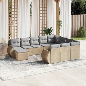 Maison exclusive - salon de jardin 11 pcs avec coussins beige résine tressée
