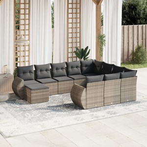 Maison exclusive - salon de jardin 11 pcs avec coussins gris résine tressée
