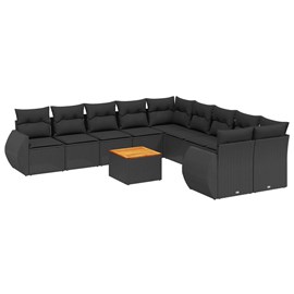 Maison exclusive - salon de jardin 11 pcs avec coussins noir résine tressée
