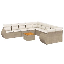 Maison exclusive - salon de jardin 11 pcs avec coussins beige résine tressée