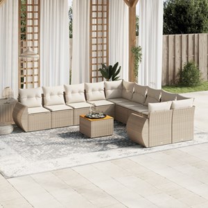 Maison exclusive - salon de jardin 11 pcs avec coussins beige résine tressée