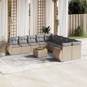 Maison exclusive - salon de jardin 11 pcs avec coussins beige résine tressée
