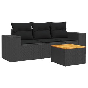 Maison exclusive - salon de jardin 4 pcs avec coussins noir résine tressée
