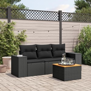 Maison exclusive - salon de jardin 4 pcs avec coussins noir résine tressée