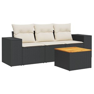 Maison exclusive - salon de jardin 4 pcs avec coussins noir résine tressée