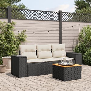 Maison exclusive - salon de jardin 4 pcs avec coussins noir résine tressée