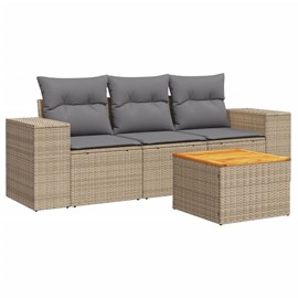 Maison exclusive - salon de jardin avec coussins 4 pcs beige résine tressée