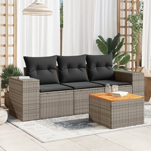 Maison exclusive - salon de jardin 4 pcs avec coussins gris résine tressée