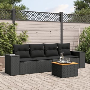 Maison exclusive - salon de jardin 5 pcs avec coussins noir résine tressée