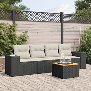 Maison exclusive - salon de jardin 5 pcs avec coussins noir résine tressée