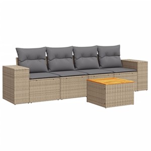 Maison exclusive - salon de jardin avec coussins 5 pcs beige résine tressée