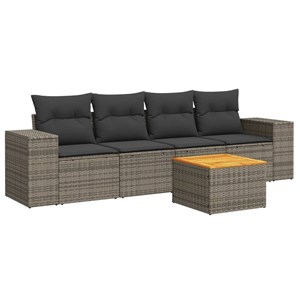 Maison exclusive - salon de jardin 5 pcs avec coussins gris résine tressée