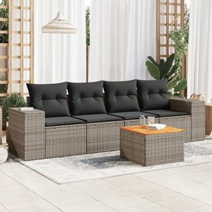 Maison exclusive - salon de jardin 5 pcs avec coussins gris résine tressée