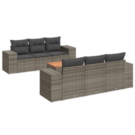 Maison exclusive - salon de jardin avec coussins 7 pcs gris résine tressée