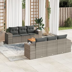 Maison exclusive - salon de jardin avec coussins 7 pcs gris résine tressée