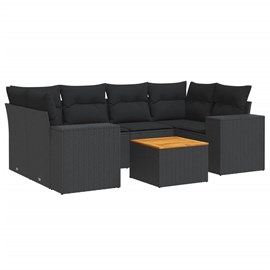 Maison exclusive - salon de jardin 7 pcs avec coussins noir résine tressée