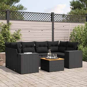 Maison exclusive - salon de jardin 7 pcs avec coussins noir résine tressée