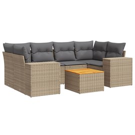 Maison exclusive - salon de jardin avec coussins 7 pcs beige résine tressée