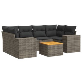 Maison exclusive - salon de jardin avec coussins 7 pcs gris résine tressée