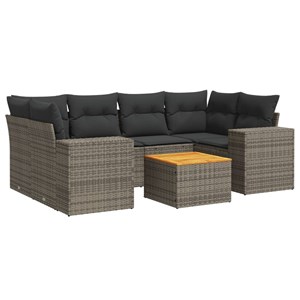 Maison exclusive - salon de jardin avec coussins 7 pcs gris résine tressée