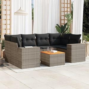 Maison exclusive - salon de jardin avec coussins 7 pcs gris résine tressée