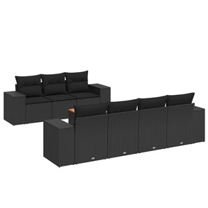 Maison exclusive - salon de jardin 8 pcs avec coussins noir résine tressée