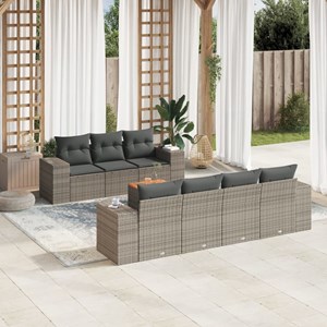 Maison exclusive - salon de jardin 8 pcs avec coussins gris résine tressée