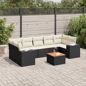 Maison exclusive - salon de jardin 8 pcs avec coussins noir résine tressée