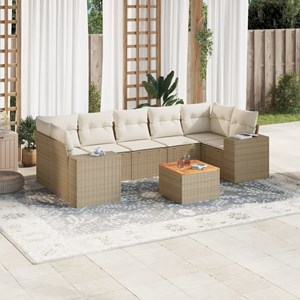 Maison exclusive - salon de jardin avec coussins 8 pcs beige résine tressée