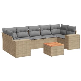 Maison exclusive - salon de jardin avec coussins 8 pcs beige résine tressée