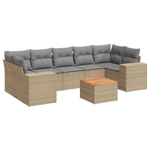 Maison exclusive - salon de jardin avec coussins 8 pcs beige résine tressée
