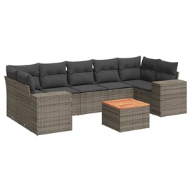 Maison exclusive - salon de jardin 8 pcs avec coussins gris résine tressée