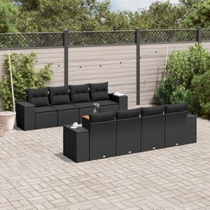Maison exclusive - salon de jardin 9 pcs avec coussins noir résine tressée