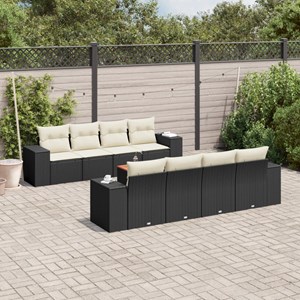 Maison exclusive - salon de jardin 9 pcs avec coussins noir résine tressée