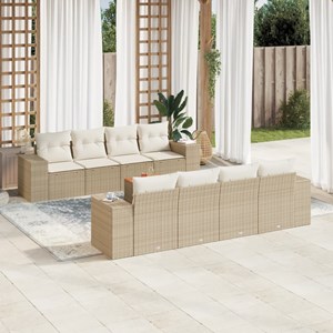 Maison exclusive - salon de jardin avec coussins 9 pcs beige résine tressée