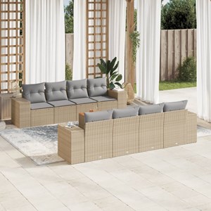 Maison exclusive - salon de jardin avec coussins 9 pcs beige résine tressée