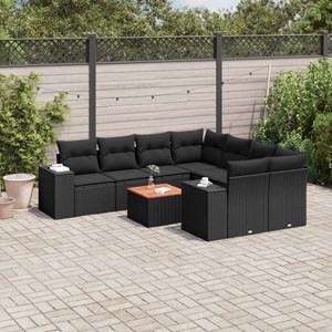 Maison exclusive - salon de jardin 9 pcs avec coussins noir résine tressée