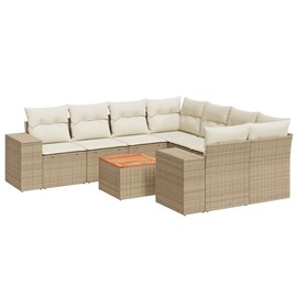 Maison exclusive - salon de jardin avec coussins 9 pcs beige résine tressée
