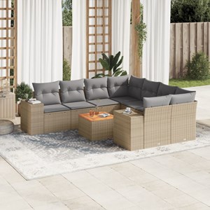 Maison exclusive - salon de jardin avec coussins 9 pcs beige résine tressée