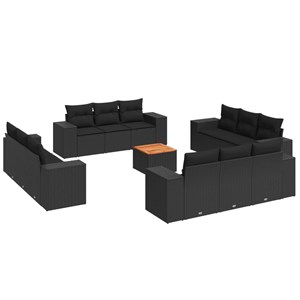 Maison exclusive - salon de jardin avec coussins 13 pcs noir résine tressée
