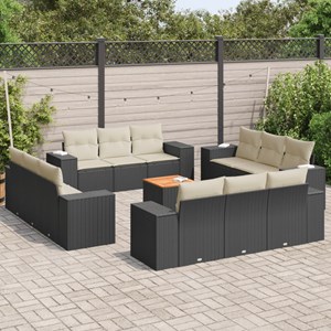 Maison exclusive - salon de jardin avec coussins 13 pcs noir résine tressée