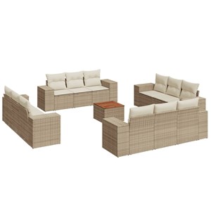 Maison exclusive - salon de jardin avec coussins 13 pcs beige résine tressée