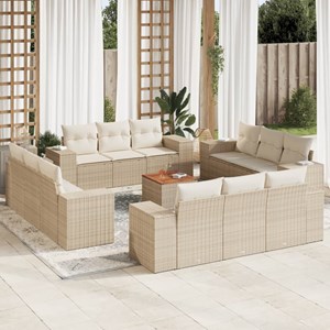 Maison exclusive - salon de jardin avec coussins 13 pcs beige résine tressée