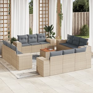 Maison exclusive - salon de jardin avec coussins 13 pcs beige résine tressée