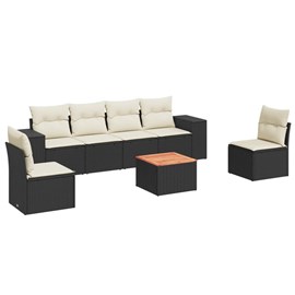Maison exclusive - salon de jardin 7 pcs avec coussins noir résine tressée