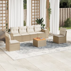 Maison exclusive - salon de jardin avec coussins 7 pcs beige résine tressée