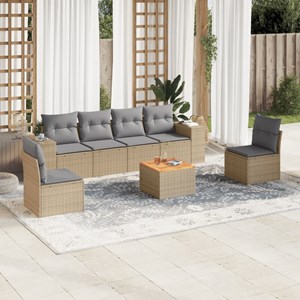 Maison exclusive - salon de jardin avec coussins 7 pcs beige résine tressée
