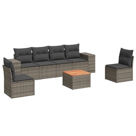 Maison exclusive - salon de jardin avec coussins 7 pcs gris résine tressée