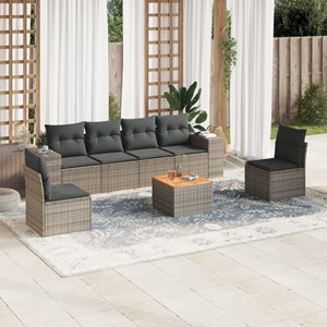 Maison exclusive - salon de jardin avec coussins 7 pcs gris résine tressée
