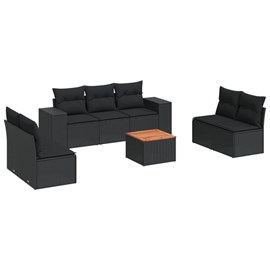 Maison exclusive - salon de jardin 8 pcs avec coussins noir résine tressée